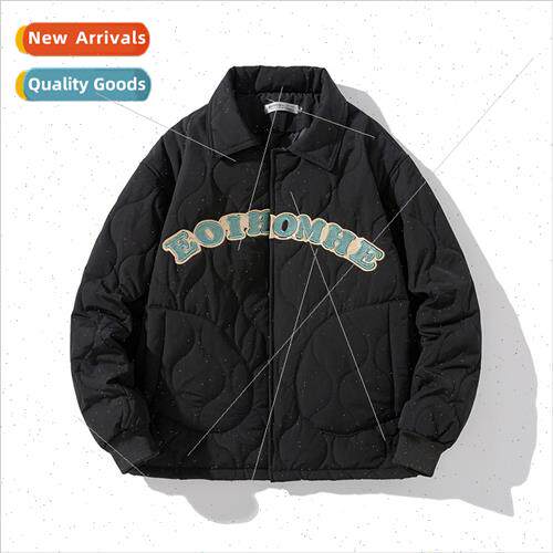 Jacket cotton jacket men tide fall winter loose lapel letter