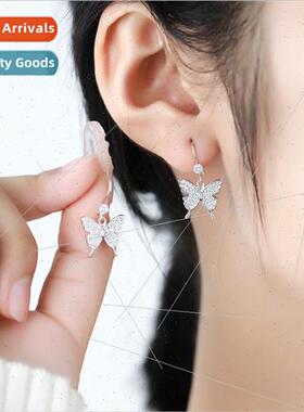 che butterfly zirconia s925 silver earrings fall winter new
