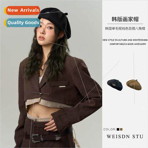 Women fall winter Korea Japan big head around college  beret