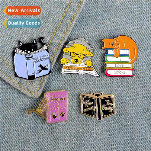 Students cute cartoon book brooch I LOVE BOOKS kten reading