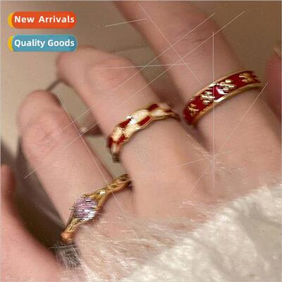 che opening drip glaze zirconia ring female 2023 new tide si