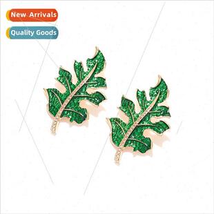 personaly simple alloy oil drop leaf earrings fashion design