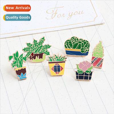 Japan Harajuku corsage small fresh pins greenery alloy oil d