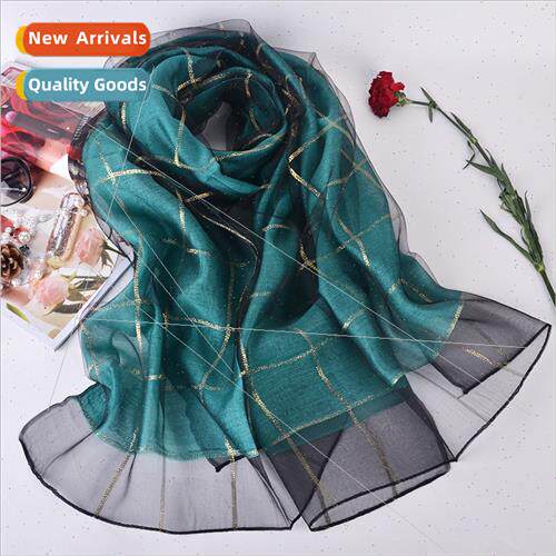 New women mulberry silk silk scarf Korea  double square chec