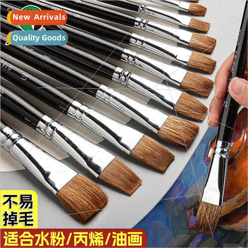 Wolf hair flat peak brush oil painting brush color gouache s