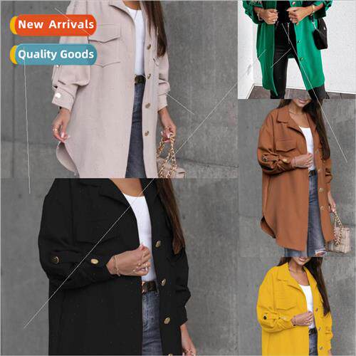 Fall winter new wind pull sleeve buttons decorated wh long s