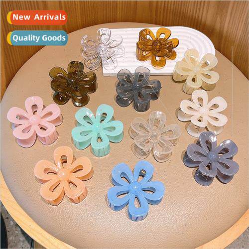 Jelly Color Camellia Flower Grab Clip Back Head Hair Clip mp