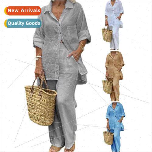 2023 Spring Summer New Women Lapel Long Sleeve Cardigan Top