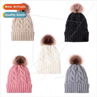 ball warm cap knted ladies wool thickened padded new 2023