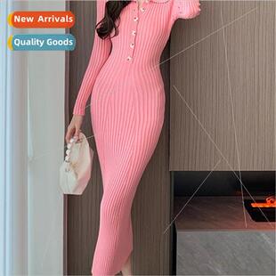 lapel wind buttons sleeved long thin Slim sexy desire Pure