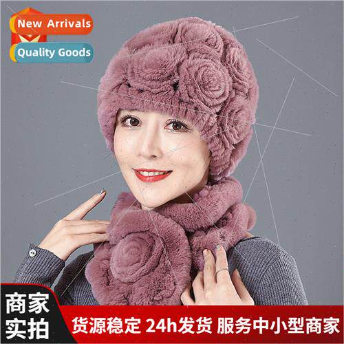 Otter rabb hair hat female fall winter season middle-aged el