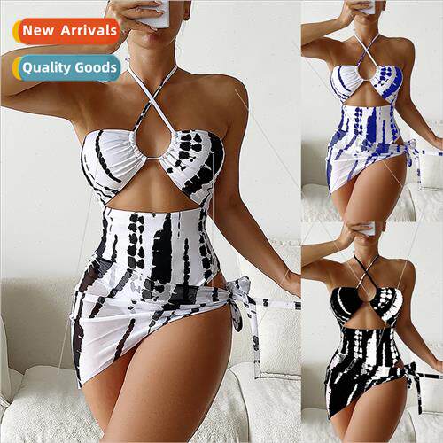 2024 new digal printing ladies sexy one-piece hanging neck t