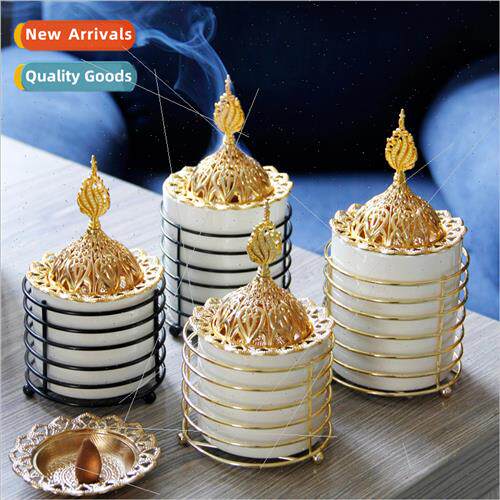 mple modern gold metal ceramic combination incense burner Mi