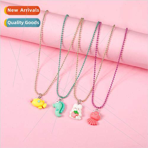 children cartoon mermaid seahorse octopus conch necklace rai
