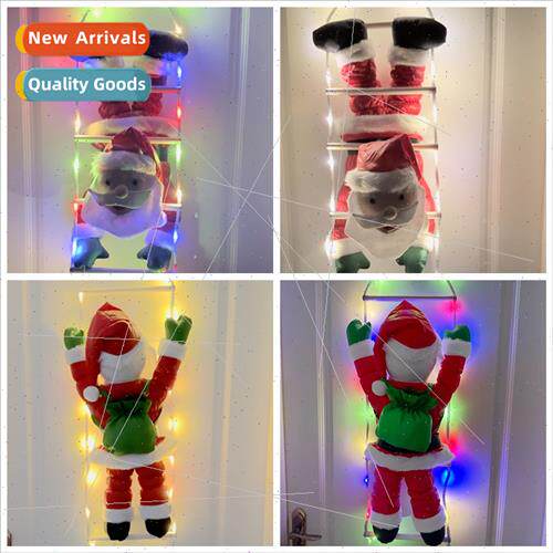 LED lights string feather santa climb ladder hanging doll Ch