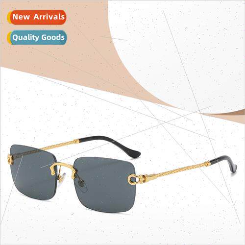 8035 rimless square cut edge sunglasses 2022 new metal twist