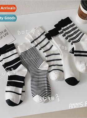 Socks striped  outside socks women mid-calf socks ins tide s
