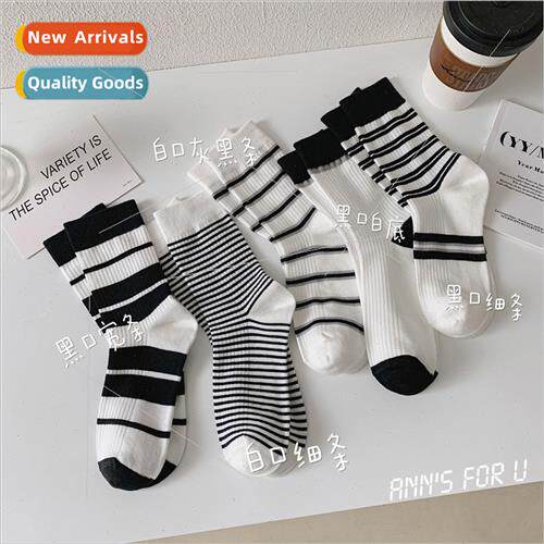 Socks striped  outside socks women mid-calf socks ins tide s