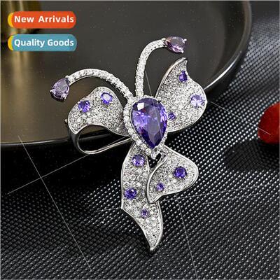 Charming amethyst butterfly brooch female niche upscale luxu