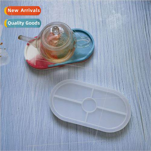 licone coaster in oval crystal cement plaster tray mold epox