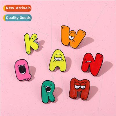 Japan quirky 26 English letters brooch lapel clothes bag pin