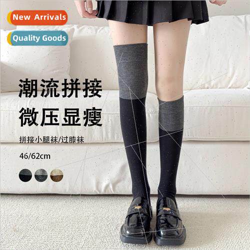 Colorblocking knee high socks women new fall winter hundred