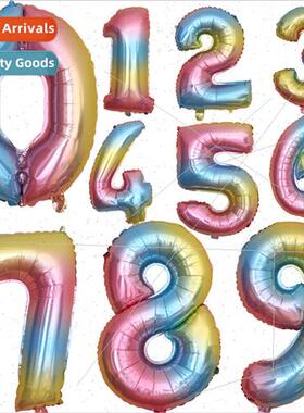 40 inch large number rainbow gradient color 0-9 aluminum fil