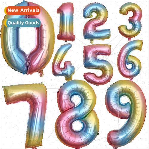 40 inch large number rainbow gradient color 0-9 aluminum fil