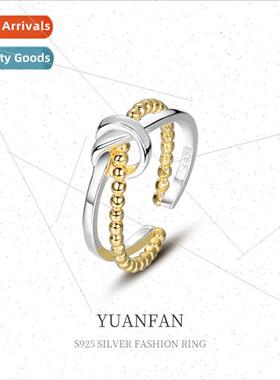 S925 silver open knot ring female Europe ins cold wind simpl