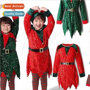 parent child cute Christmas red clothing green seq childrens