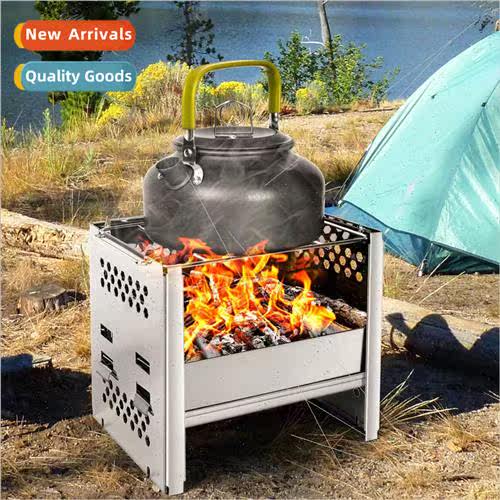 Stainless Steel Folding Woodstove Camping Grill Outdoor Conv
