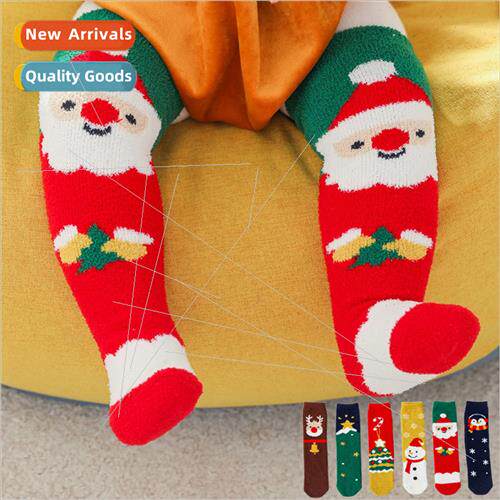 New baby Christmas socks cartoon coral velvet stockings chil
