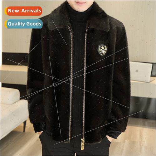 Mink coat men winter whole mink fur one mink hair short thic