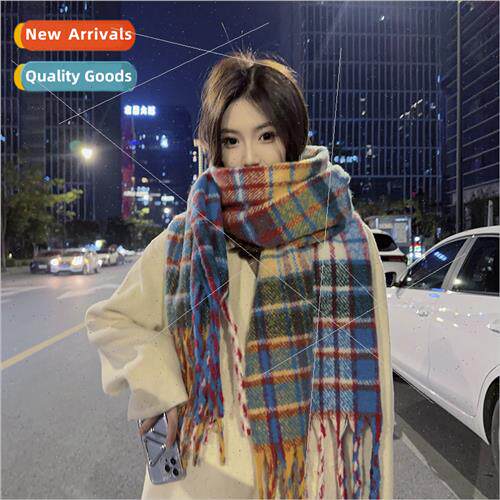 Korea  rainbow plaid imation cashmere scarf female students
