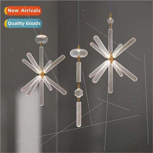 -modern light luxury staircase villa dining room chandelier