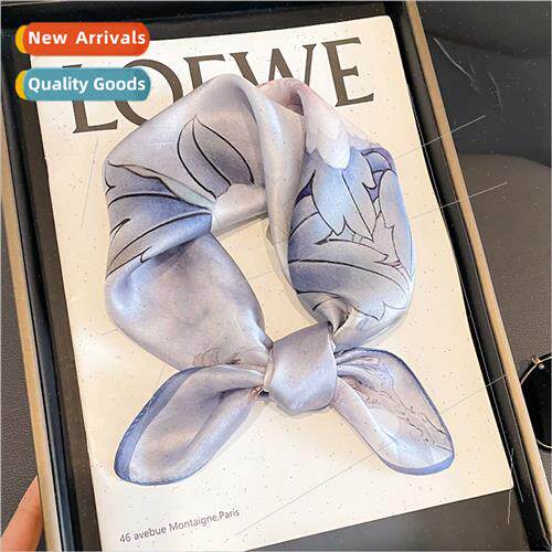 2023 Korea  spring fall new silk small square scarf female s