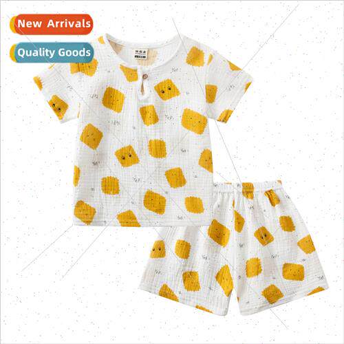 2023 summer new children cotton linen short-sleeved shorts s