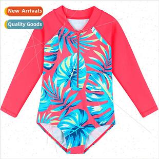 swimsu girls one Childrens sunscreen sleeved piece swim long