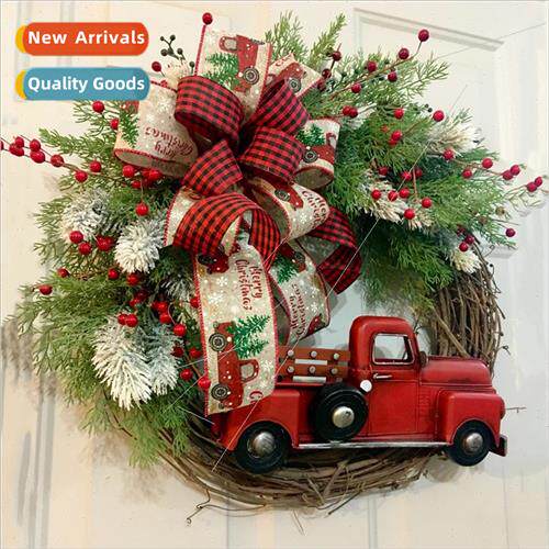 New Red Truck Christmas Door Hanging Farmhouse Red Truck Wre