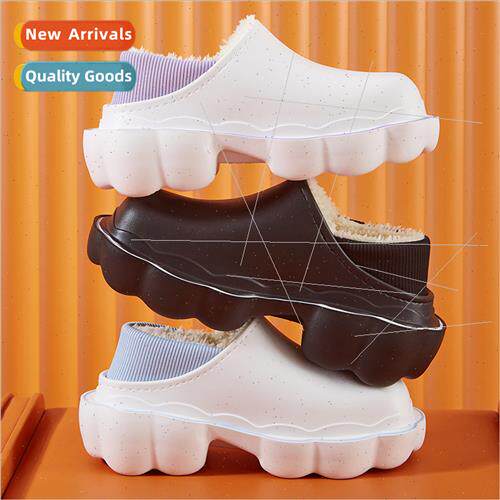 High-heeled thick bottom cotton slippers female thickened wa