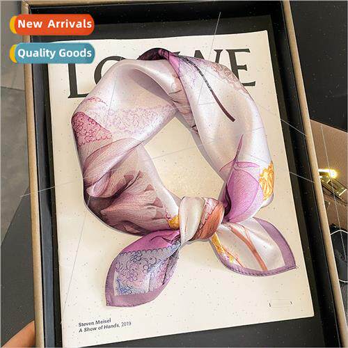 2023 new fashion small square scarf female real silk scarf f
