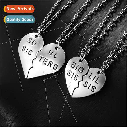 New good friend metal heart necklace peach heart patchwork p