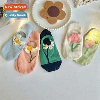 Tulip socks less ladies boat socks summer cotton -slip -drop