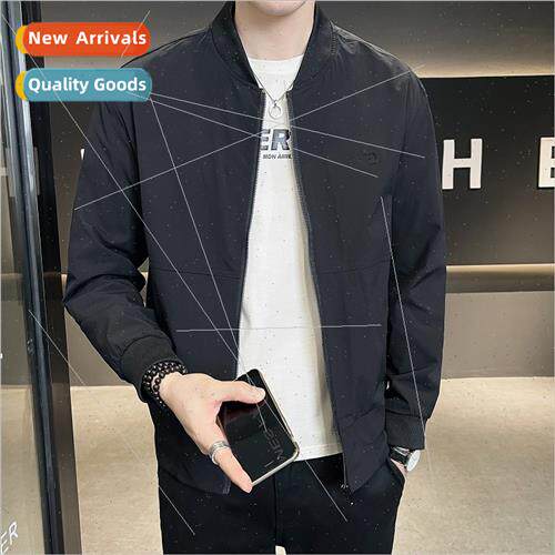 2023 new baseball collar jacket men spring autumn Korea  cas