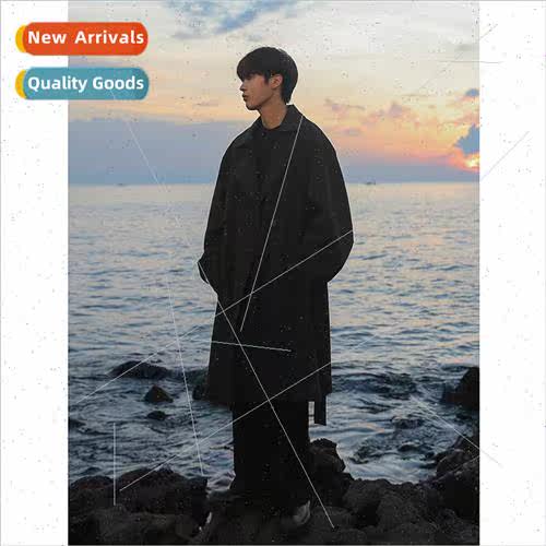Autumn winter new versatile men windbreaker lapel double-bre