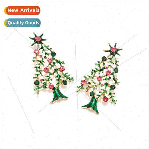 personalized alloy oil drop wh diamond star Christmas e earr