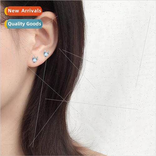 Blue elk female Korea simple mini earrings Mori a deer have