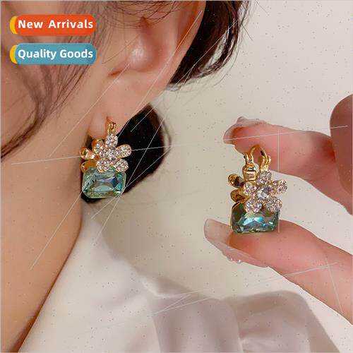 Korea super flash fashion flowers zirconia earrings female d
