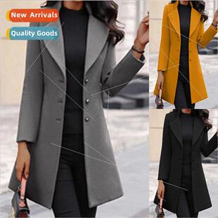 color winter tweed women Slim solid thin lapel Autumn 2023