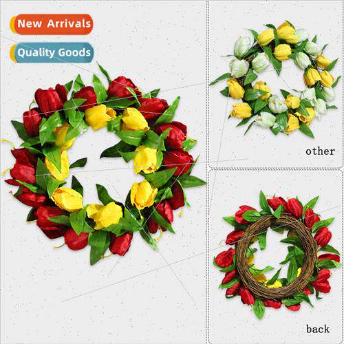 Wreath Door Decoration Home Tulip Vine Circle Wall Door Hang